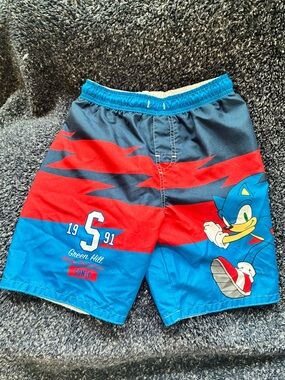 Sonic The Hedgehog Kids Blue & Red Swim Trunks